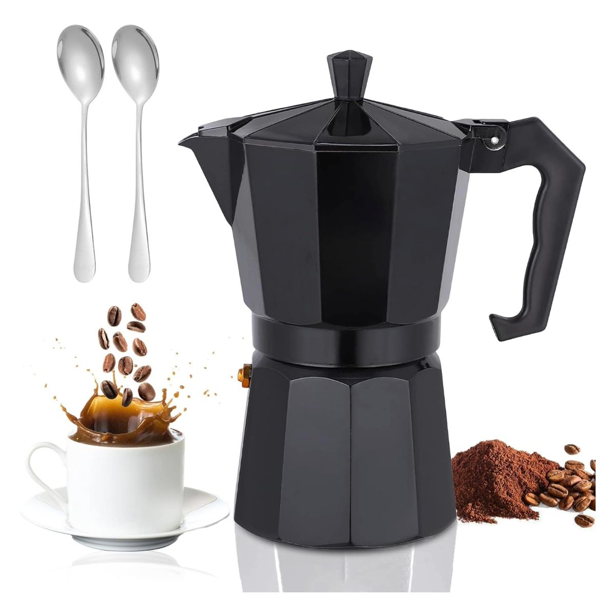 GENERICO - Cafetera de Aluminio Negra 64x44x42CM