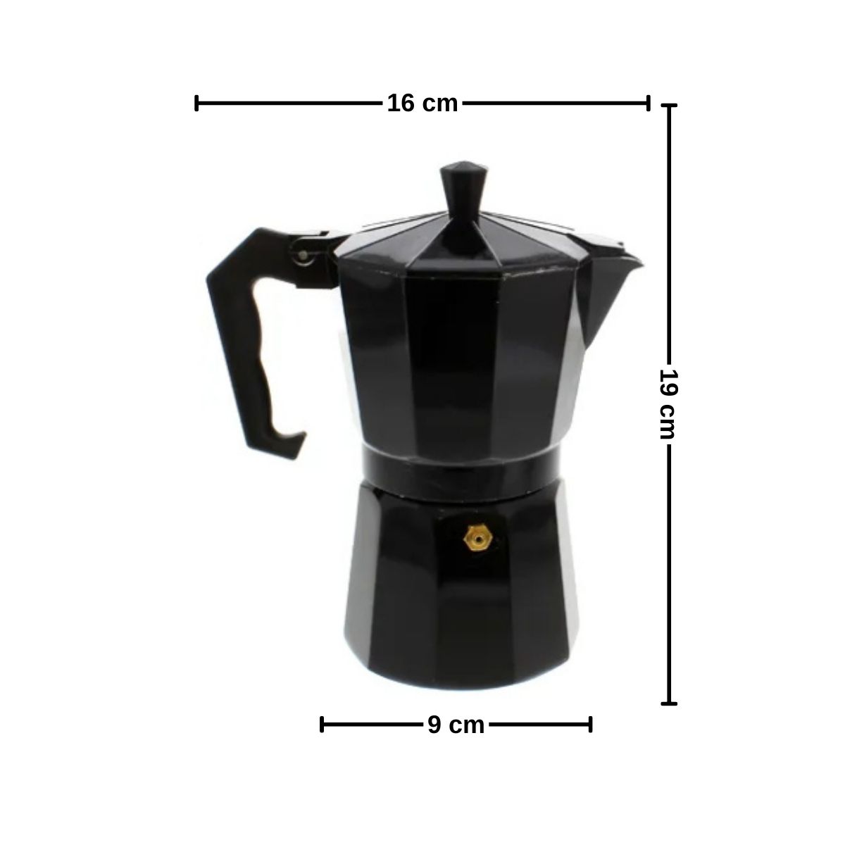 GENERICO - Cafetera de Aluminio Negra 64x44x42CM