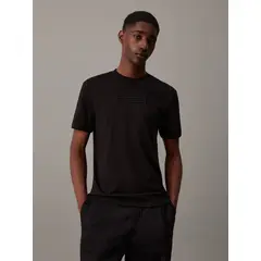 CALVIN KLEIN - Polera Embroidered Logo Peached Negro