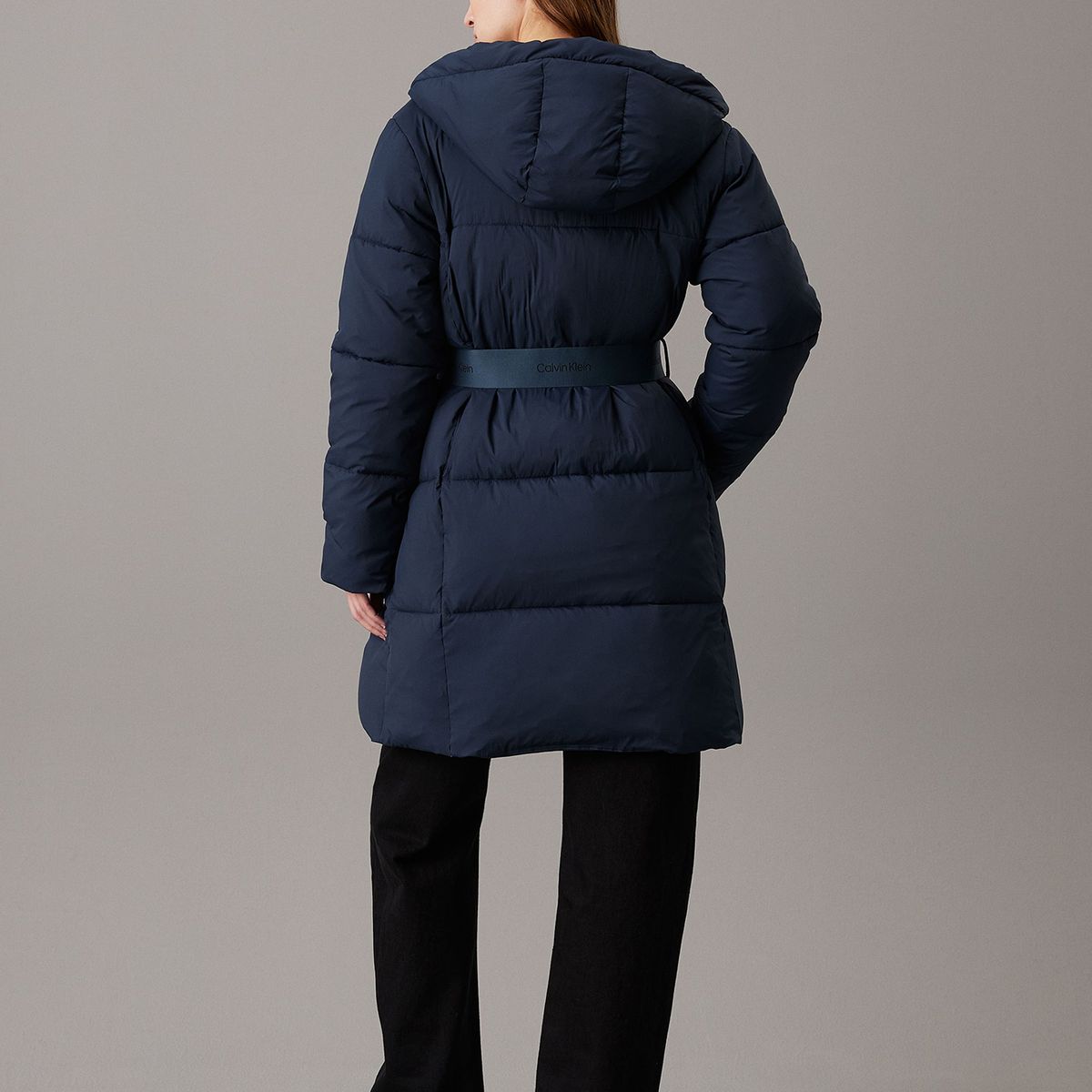 CALVIN KLEIN - Parka Logo Belt Puffer Azul Calvin Klein