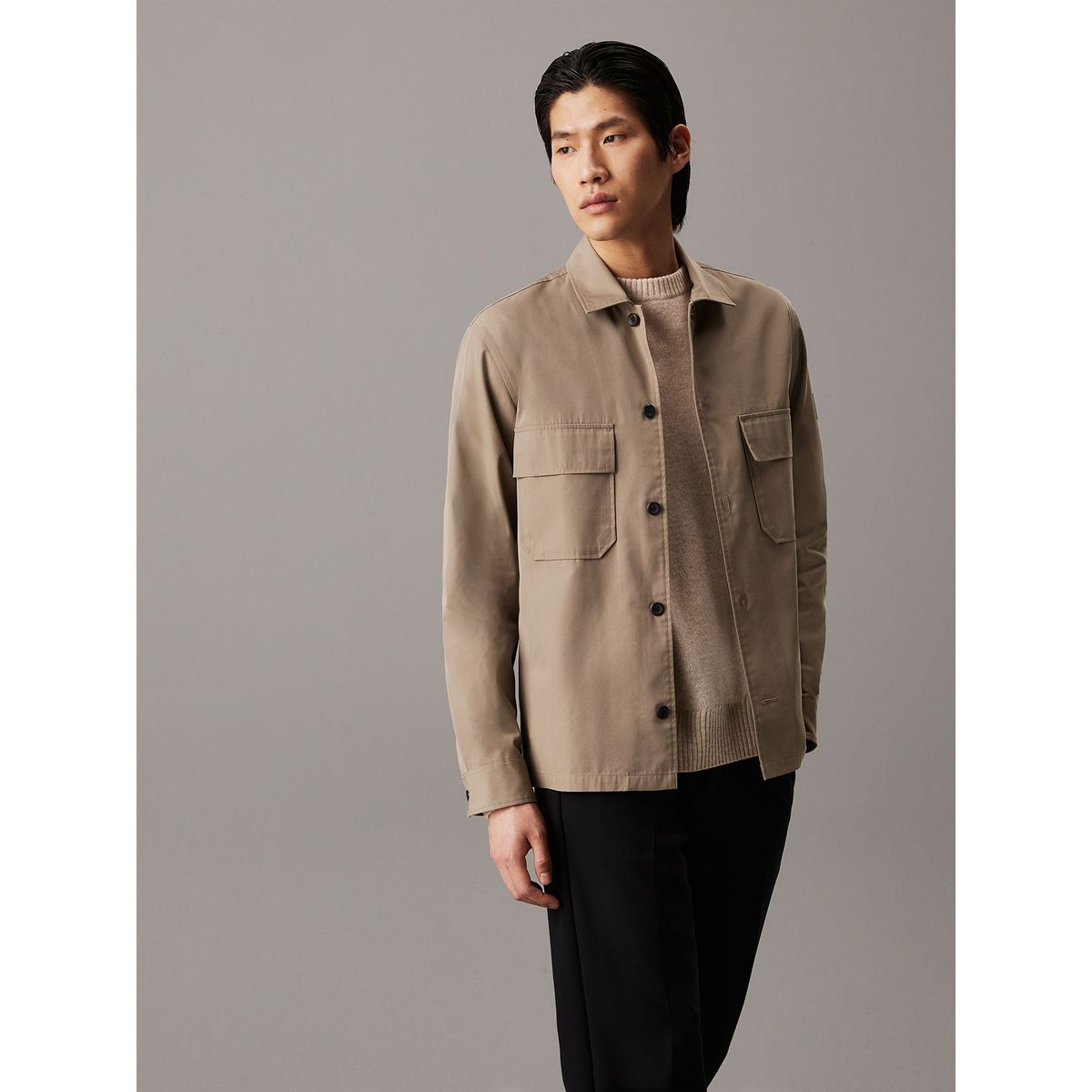 CALVIN KLEIN - Sobrecamisa de sarga boxy Beige Calvin Klein