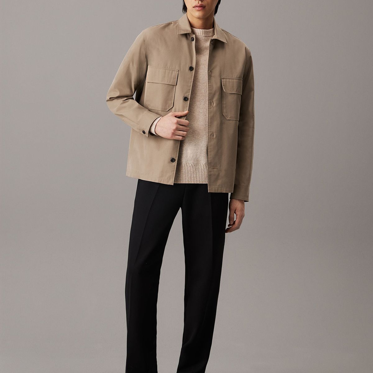 CALVIN KLEIN - Sobrecamisa de sarga boxy Beige Calvin Klein