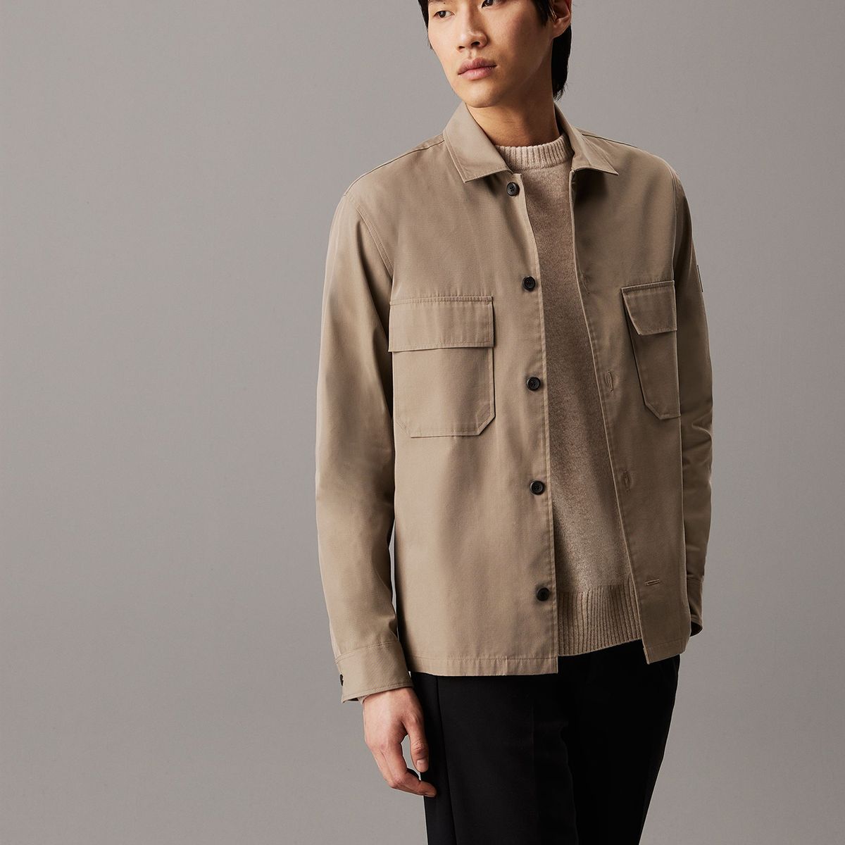 CALVIN KLEIN - Sobrecamisa de sarga boxy Beige Calvin Klein