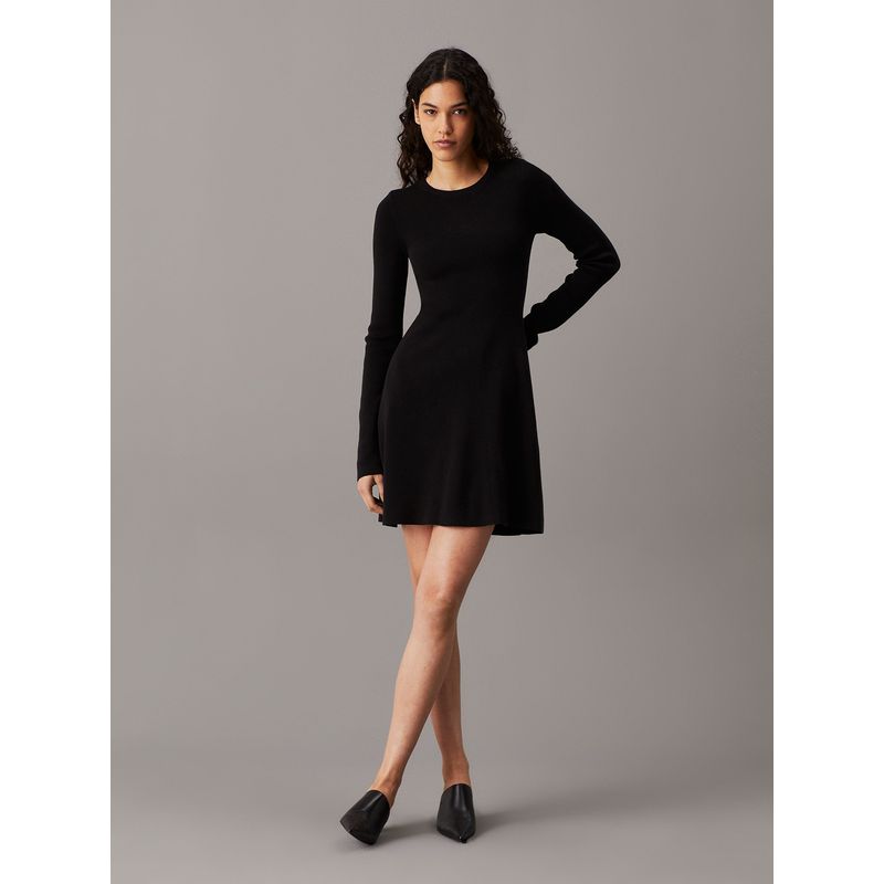 CALVIN KLEIN - Vestido Ck Intarsia Negro Calvin Klein