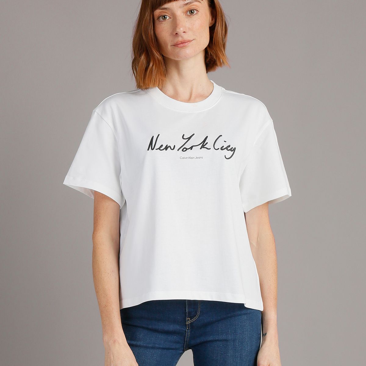 CALVIN KLEIN - Polera Embroidered Nyc Relaxed Blanco Calvin Klein