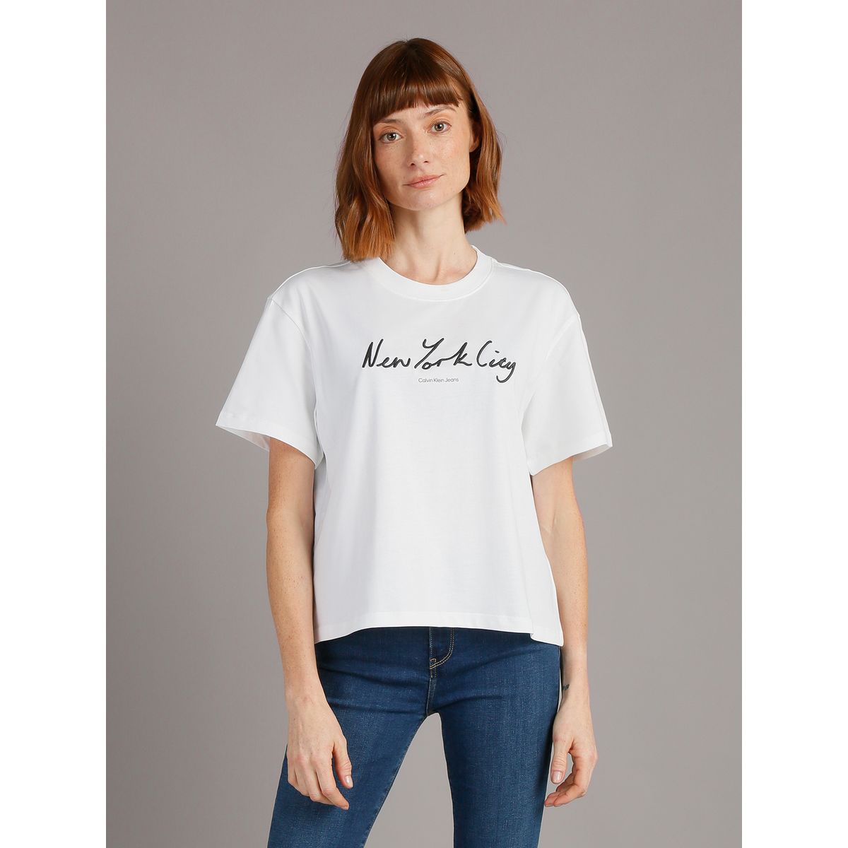 CALVIN KLEIN - Polera Embroidered Nyc Relaxed Blanco Calvin Klein