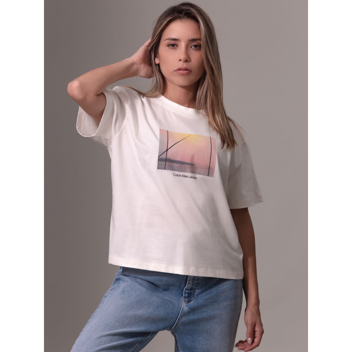 CALVIN KLEIN - Polera Photo Graphic Relaxed Blanco Calvin Klein