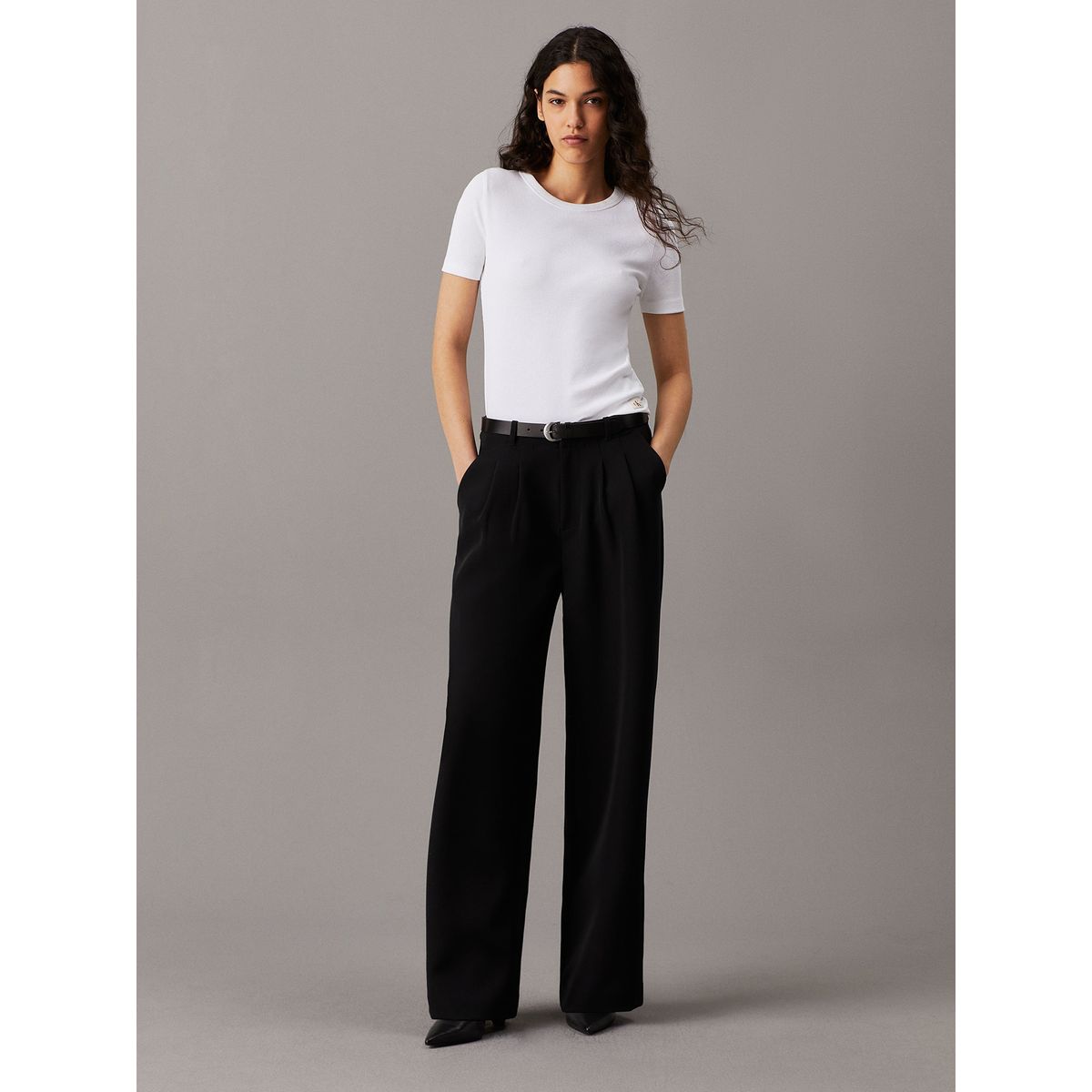 CALVIN KLEIN - Pantalón Stretch Crepe Straight Negro Calvin Klein