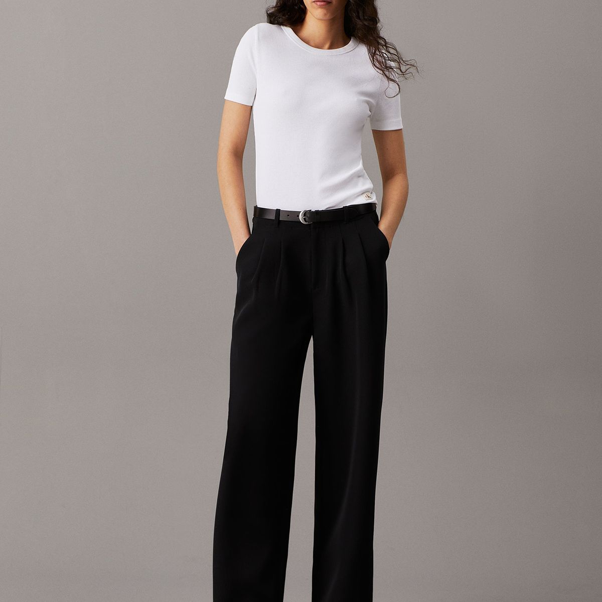 CALVIN KLEIN - Pantalón Stretch Crepe Straight Negro Calvin Klein