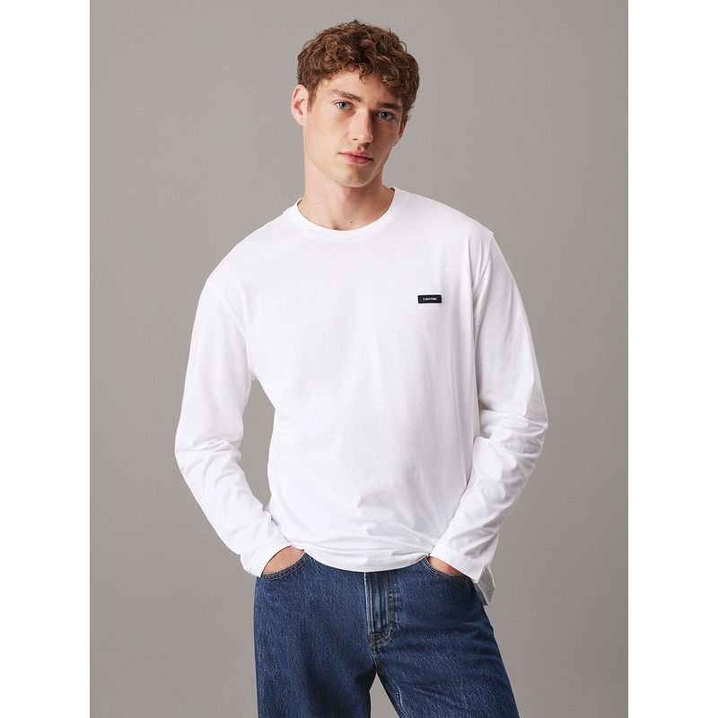 CALVIN KLEIN - Polera LS Cotton Comfort Blanco Calvin Klein