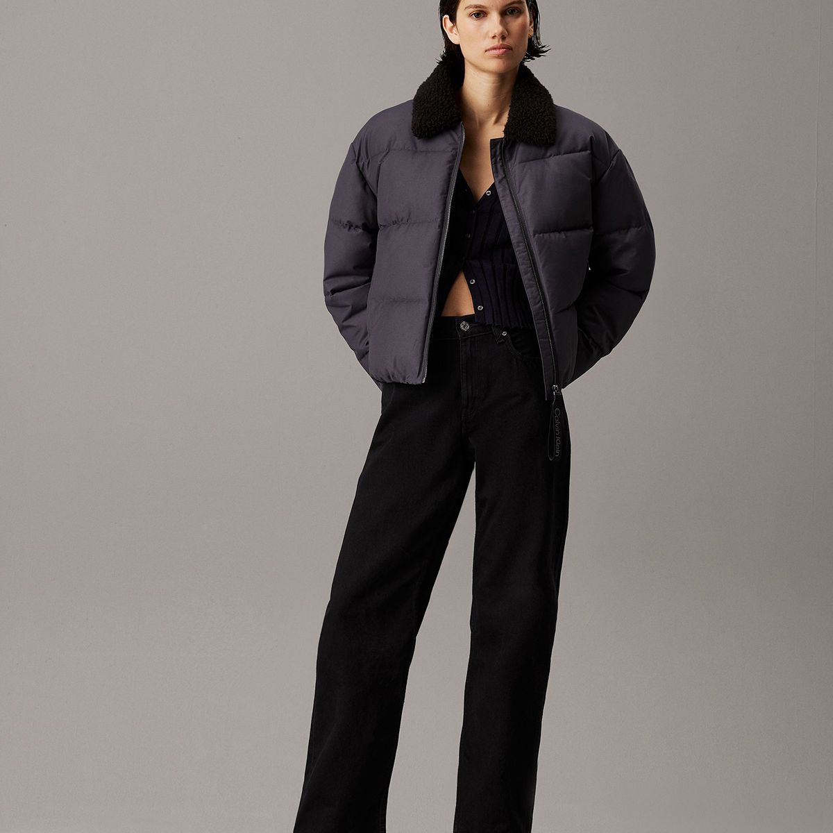 CALVIN KLEIN - Parka Aviator Puffer Negro Calvin Klein