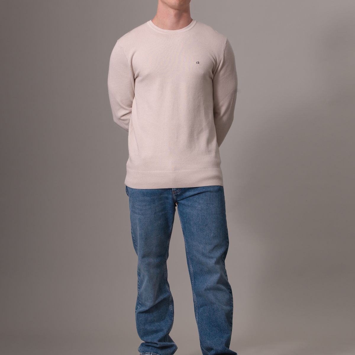 CALVIN KLEIN - Sweater Micro Pique Structure Sweater Crema Calvin Klein