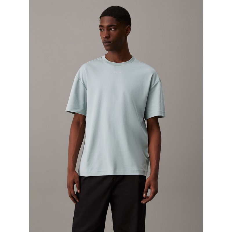 CALVIN KLEIN - Polera Nano Logo Interlock Verde Calvin Klein