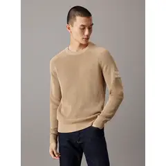 CALVIN KLEIN - Sweater Badge Easy Sweater Beige