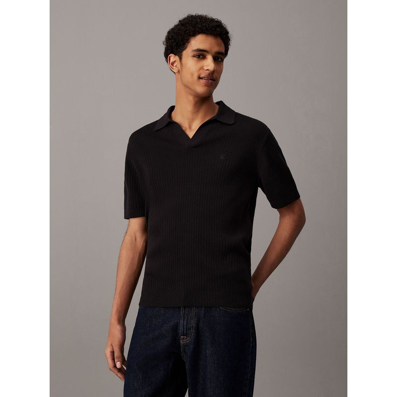 CALVIN KLEIN - Sweater Linear Ss Polo Sweater Negro Calvin Klein