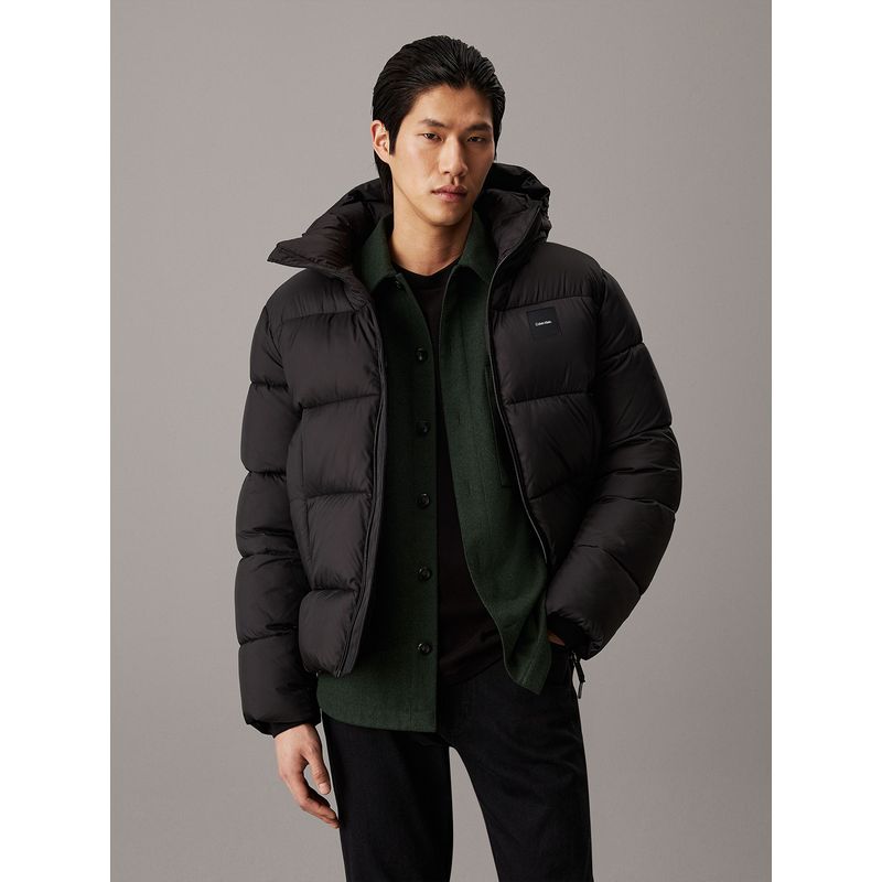 CALVIN KLEIN - Parka con Gorro Quilt Puffer Negro Calvin Klein
