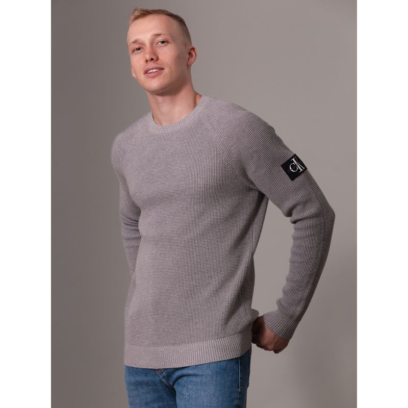 CALVIN KLEIN - Sweater Badge Easy Sweater Gris Calvin Klein