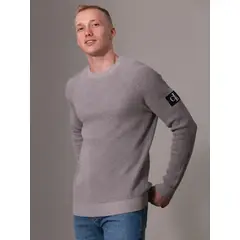 CALVIN KLEIN - Sweater Badge Easy Sweater Gris