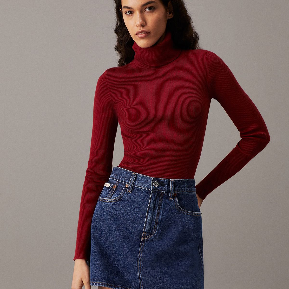 CALVIN KLEIN - Sweater Woven Label Rojo Calvin Klein