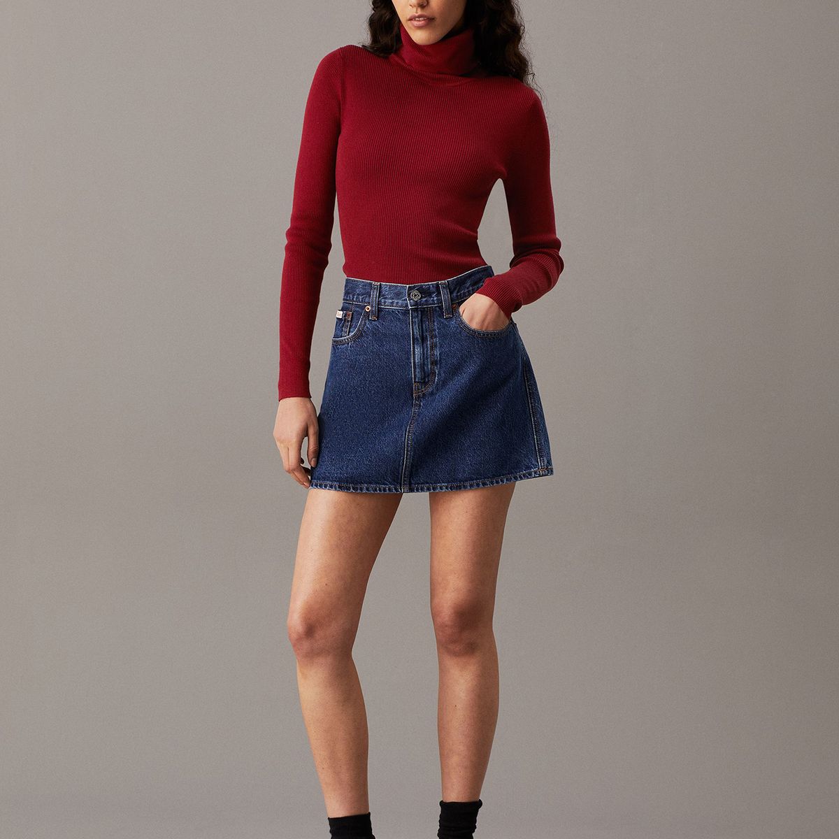 CALVIN KLEIN - Sweater Woven Label Rojo Calvin Klein