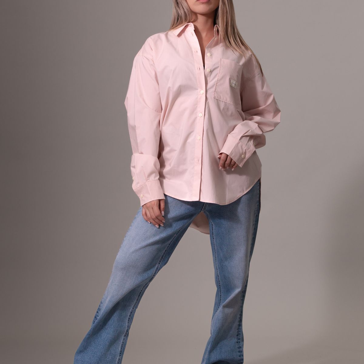 CALVIN KLEIN - Camisa Woven Label Relaxed Rosado Calvin Klein