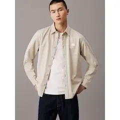 CALVIN KLEIN - Camisa con etiqueta tejida Beige