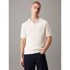 CALVIN KLEIN - Sweater Linear Ss Polo Sweater Blanco