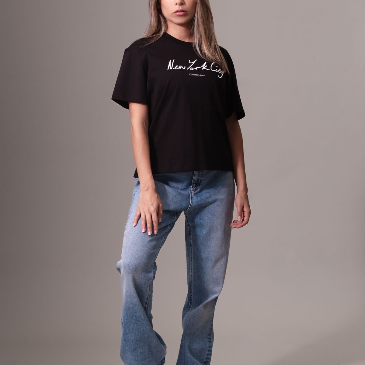 CALVIN KLEIN - Polera Embroidered Nyc Relaxed Negro Calvin Klein