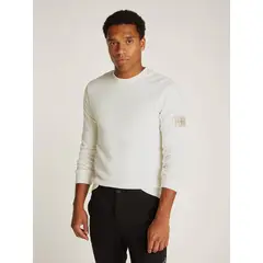 CALVIN KLEIN - Polera LS Badge Waffle Blanco