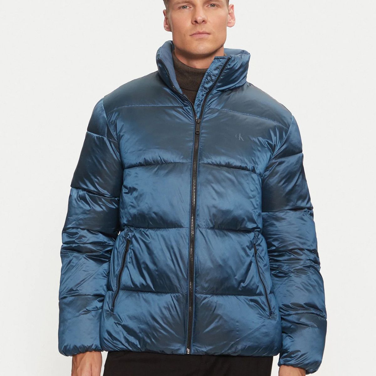 CALVIN KLEIN - Parka Two Tone Puffer Azul Calvin Klein