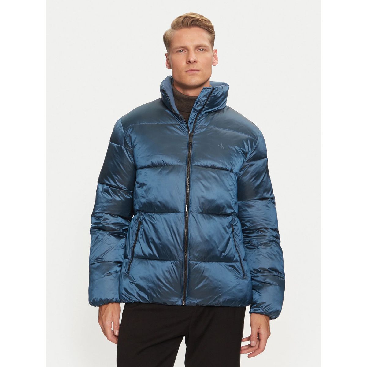 CALVIN KLEIN - Parka Two Tone Puffer Azul Calvin Klein