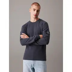CALVIN KLEIN - Polera LS Badge Waffle Azul