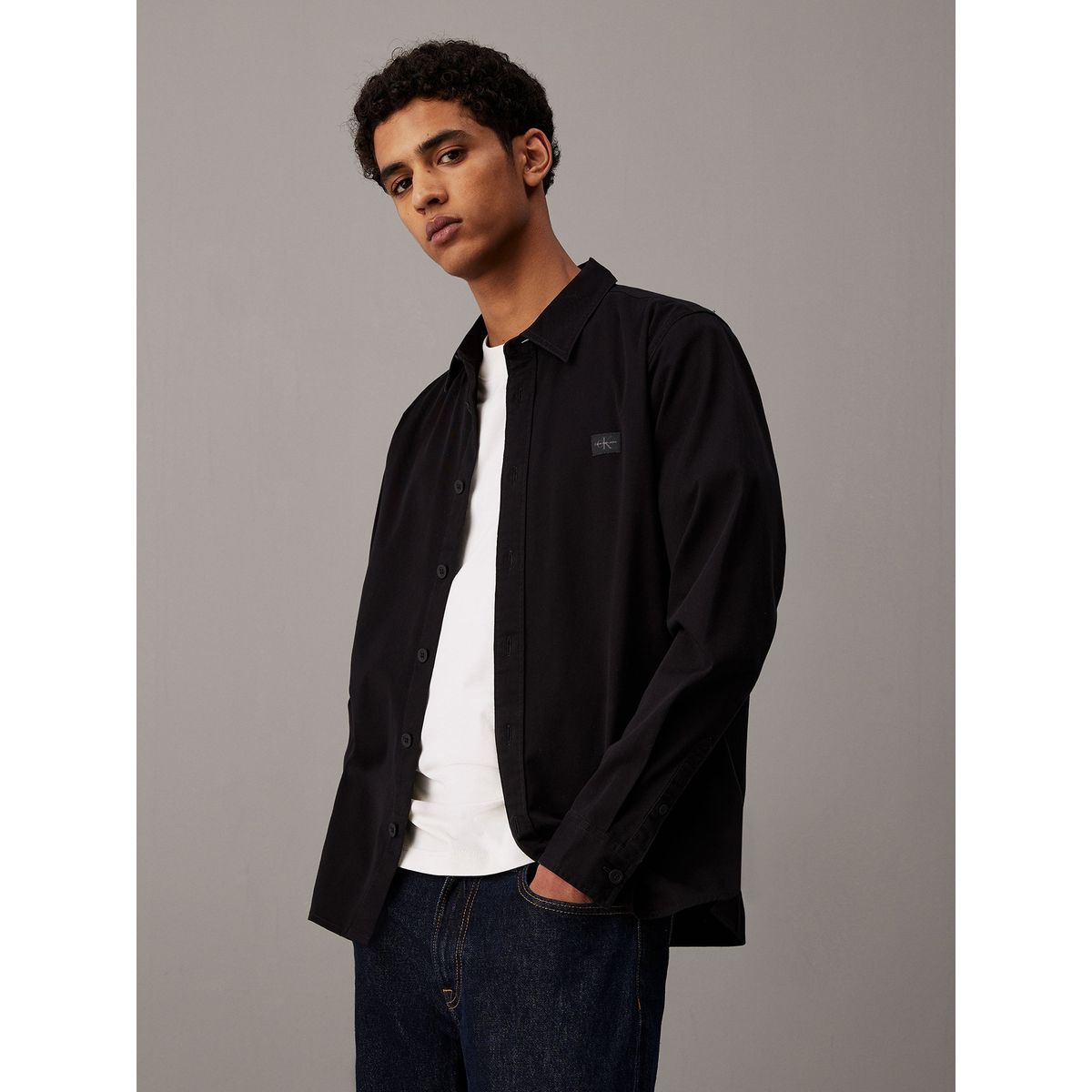 CALVIN KLEIN - Camisa con etiqueta tejida Negro Calvin Klein