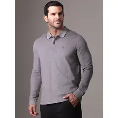 CALVIN KLEIN - Polo Two Tone Oxford Gris