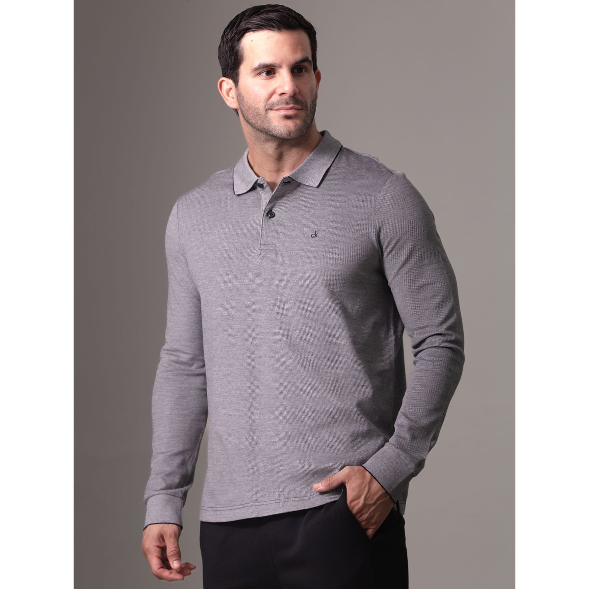 CALVIN KLEIN - Polo Two Tone Oxford Gris Calvin Klein BEH