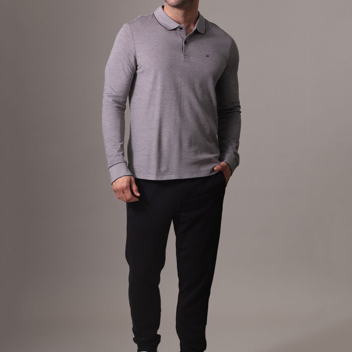 CALVIN KLEIN - Polo Two Tone Oxford Gris Calvin Klein BEH