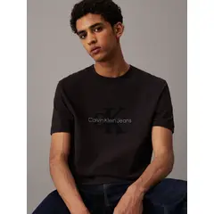 CALVIN KLEIN - Polera Chenille Monologo Negro
