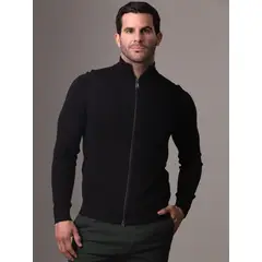 CALVIN KLEIN - Sweater con Cierre Merino Negro