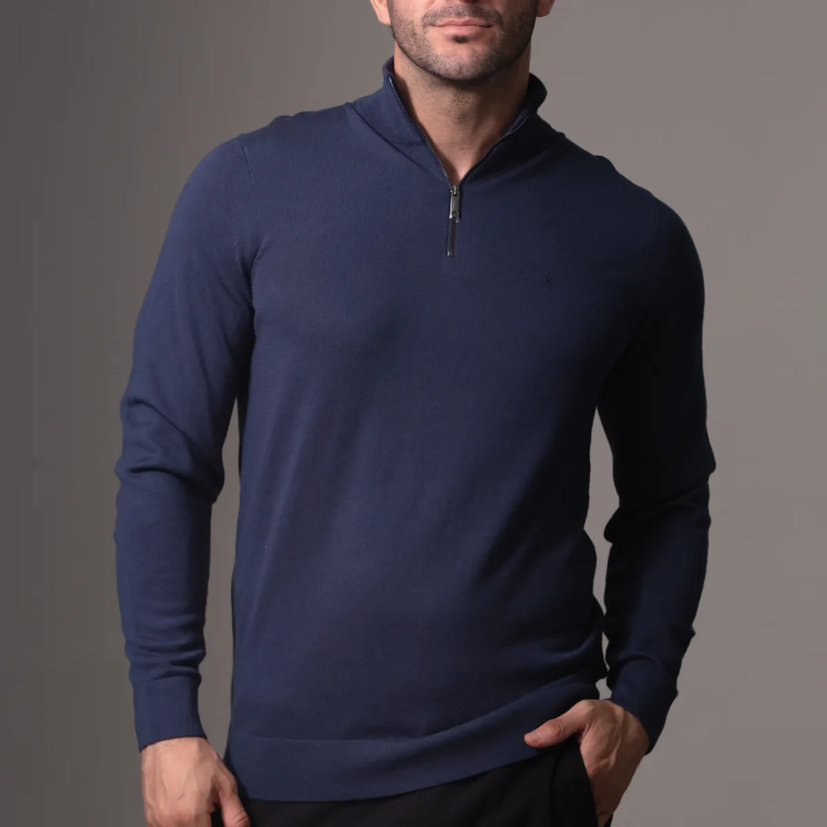CALVIN KLEIN - Sweater Merino Rws Quarter Zip Azul Calvin Klein