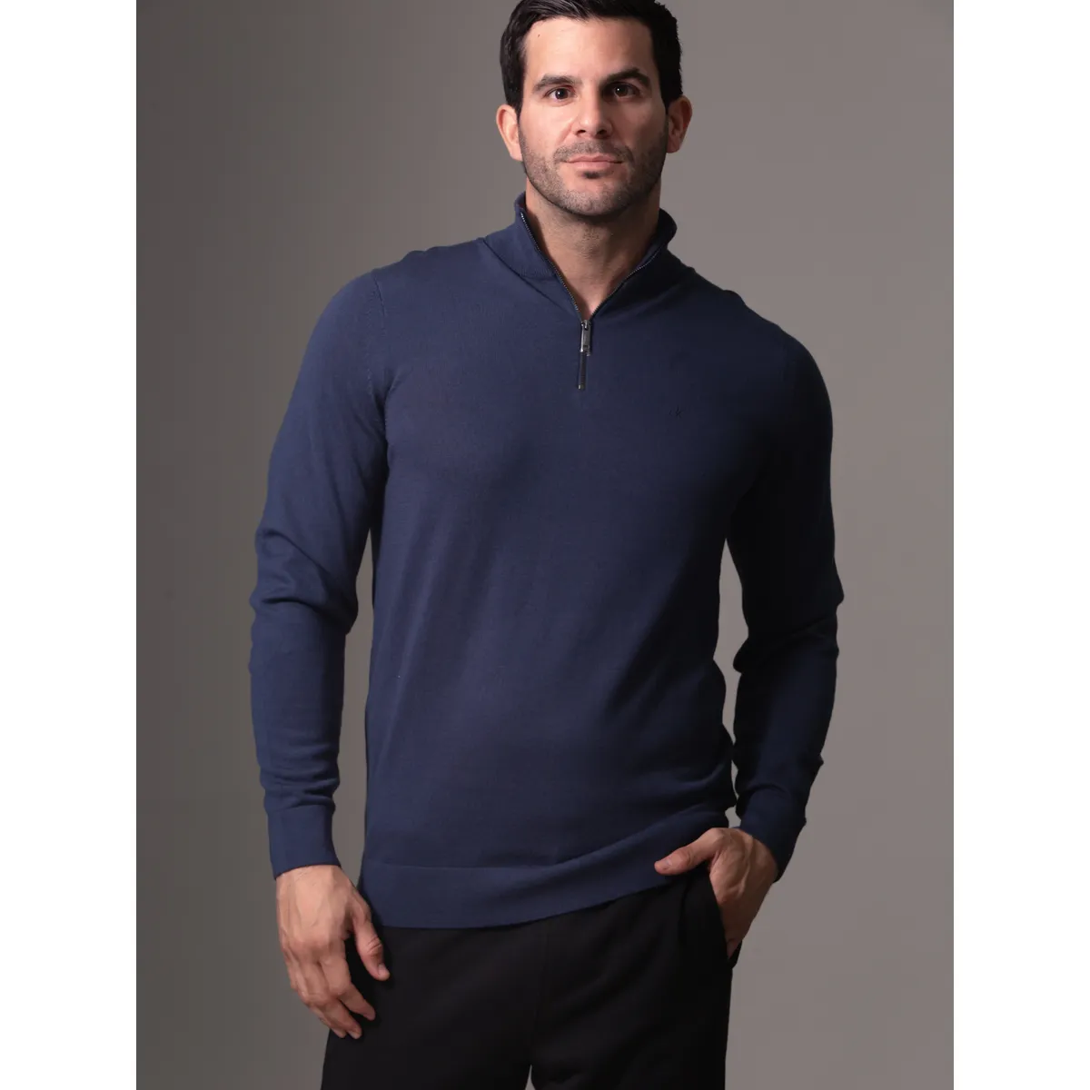 CALVIN KLEIN - Sweater Merino Rws Quarter Zip Azul Calvin Klein
