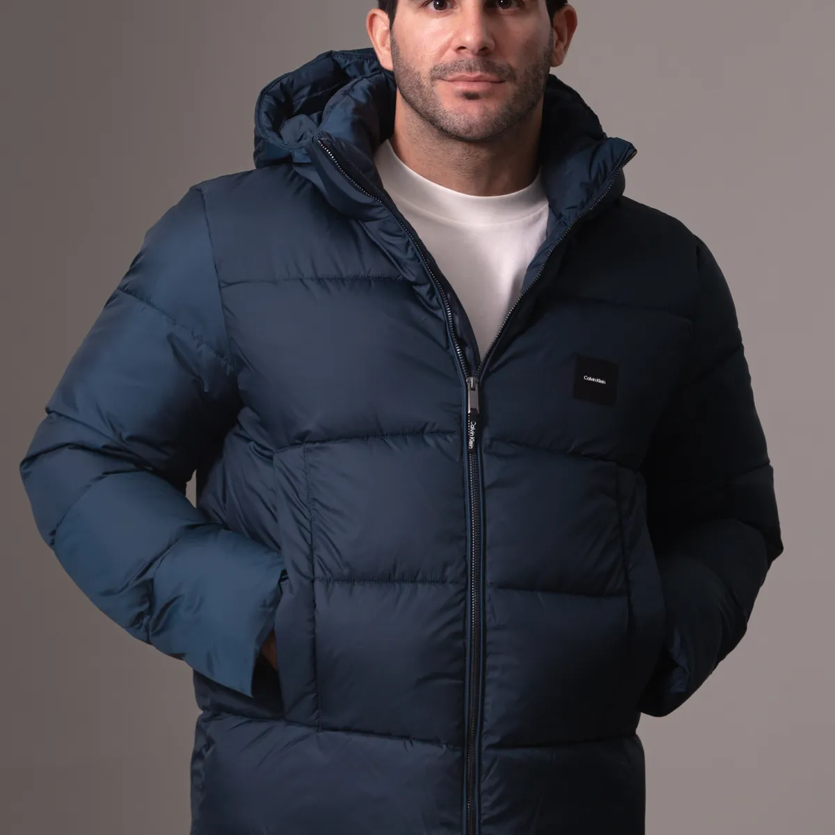 CALVIN KLEIN - Parka con Gorro Quilt Puffer Azul Calvin Klein
