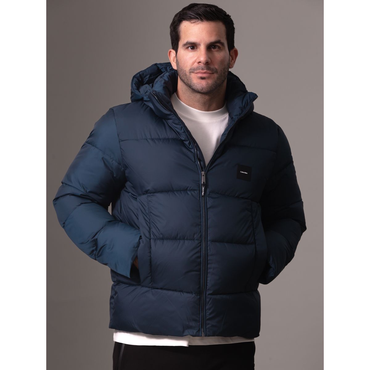 CALVIN KLEIN - Parka con Gorro Quilt Puffer Azul Calvin Klein