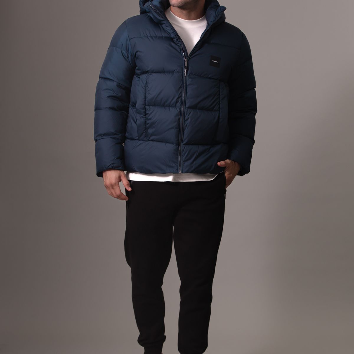 CALVIN KLEIN - Parka con Gorro Quilt Puffer Azul Calvin Klein