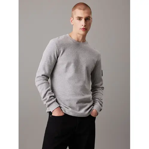 CALVIN KLEIN - Polera LS Badge Waffle Gris