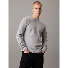 CALVIN KLEIN - Polera LS Badge Waffle Gris