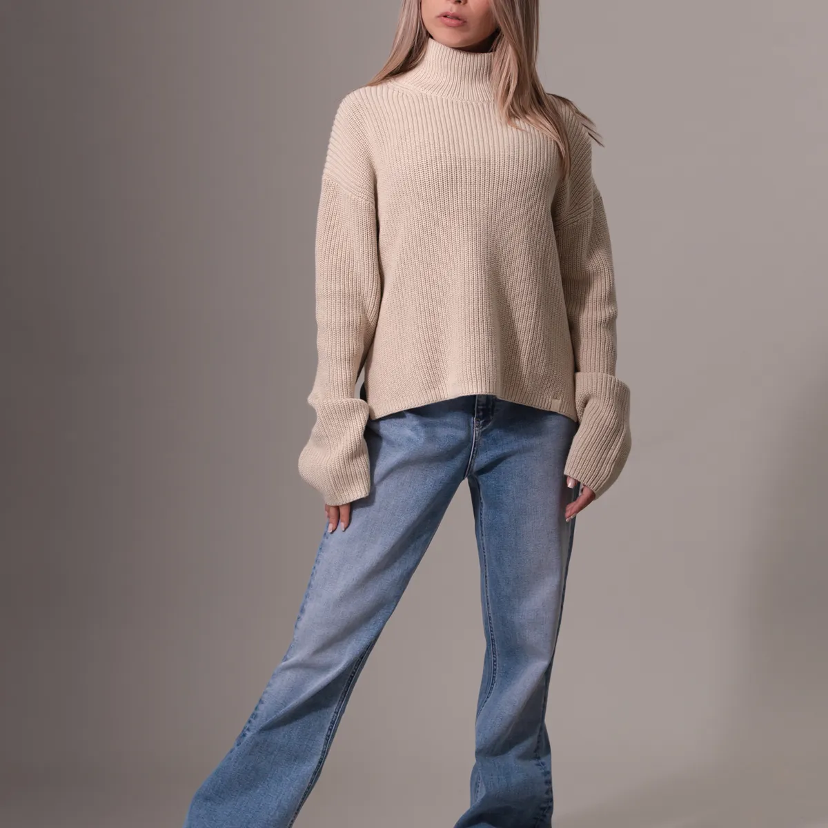 CALVIN KLEIN - Sweater Chunky Loose Beige Calvin Klein