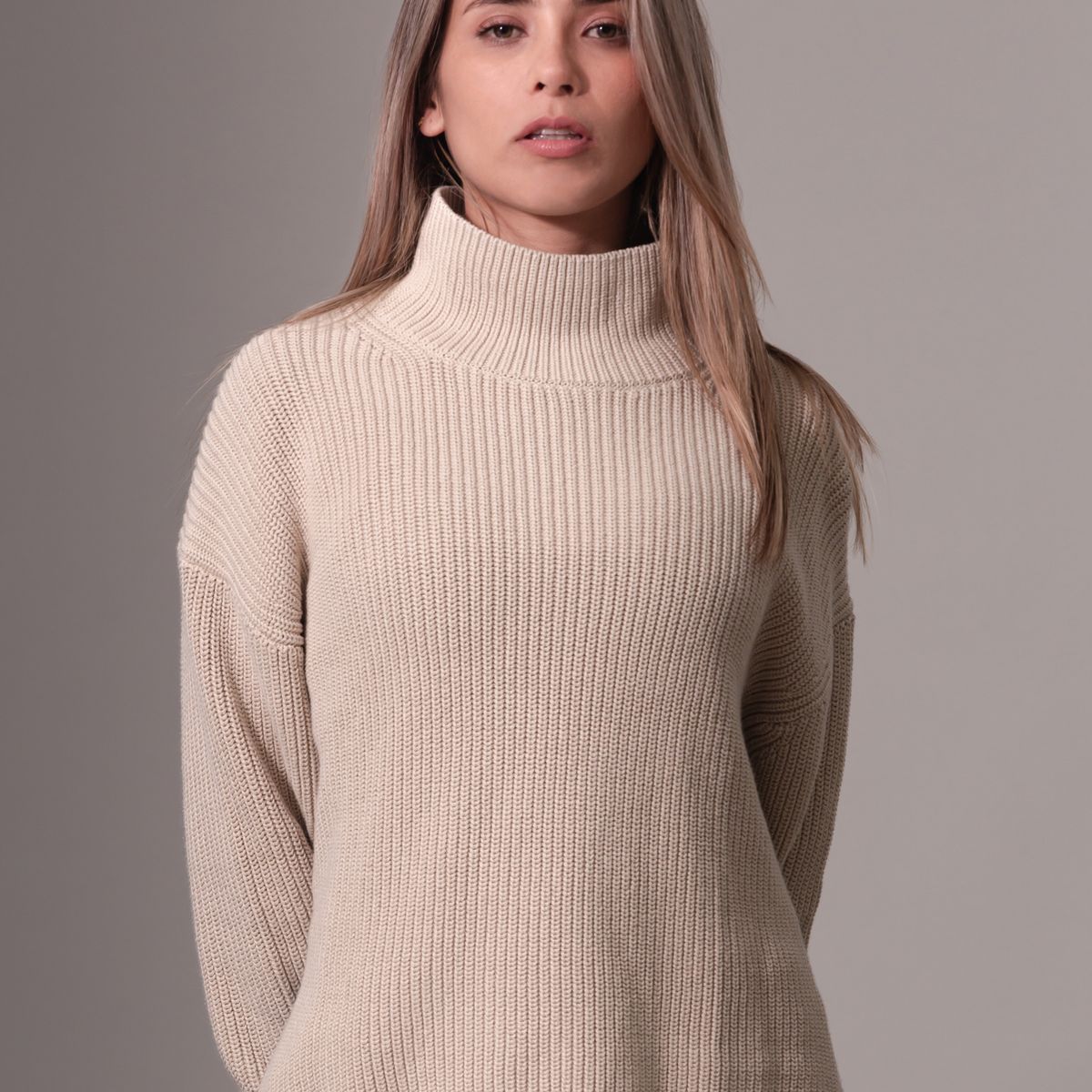 CALVIN KLEIN - Sweater Chunky Loose Beige Calvin Klein