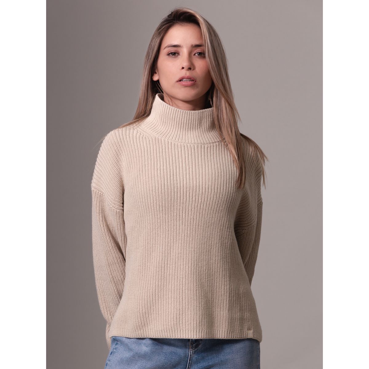 CALVIN KLEIN - Sweater Chunky Loose Beige Calvin Klein