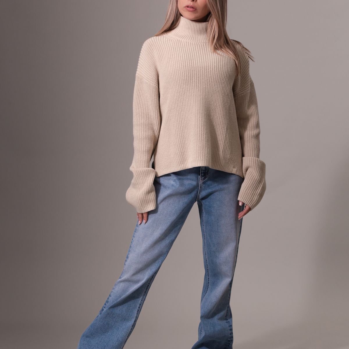 CALVIN KLEIN - Sweater Chunky Loose Beige Calvin Klein