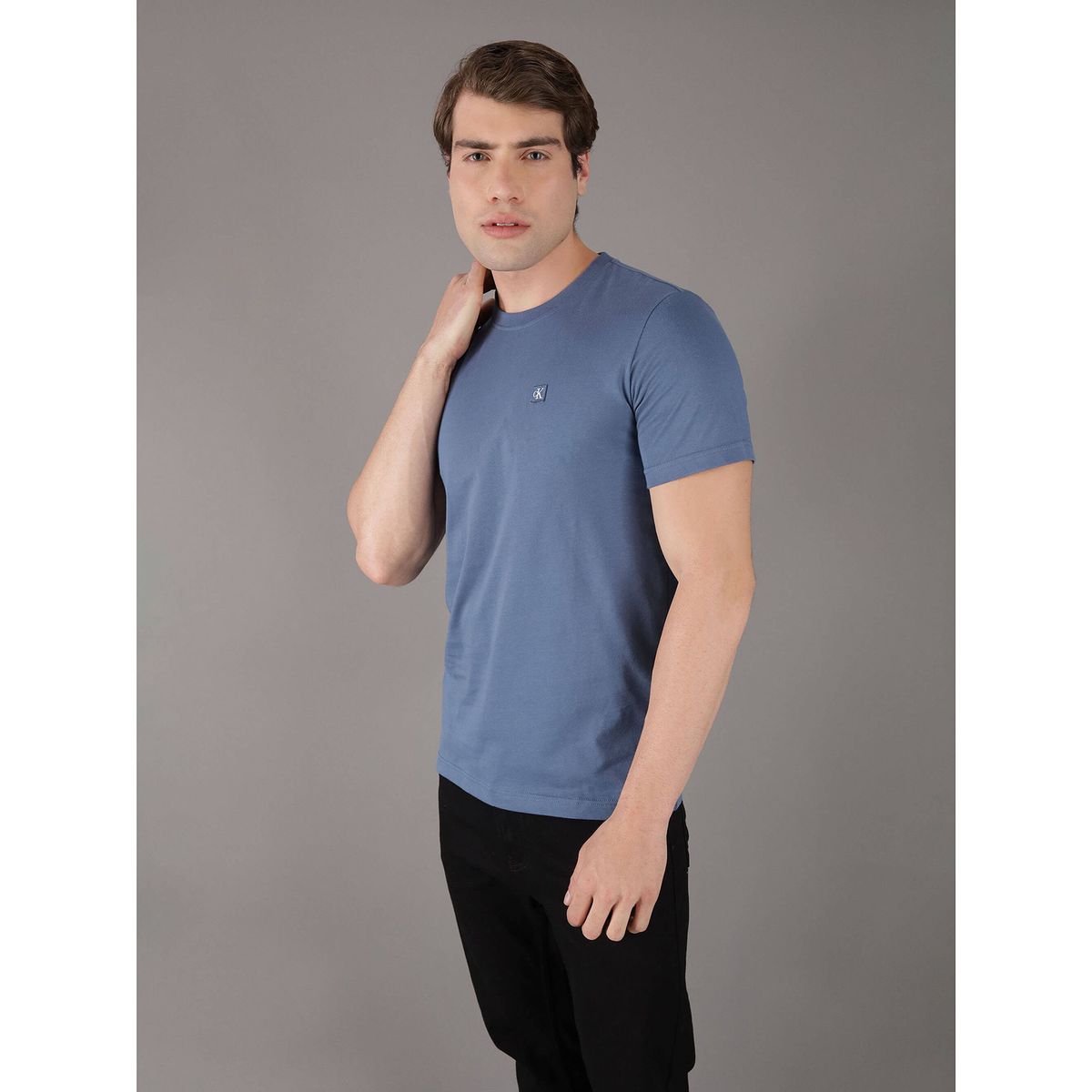 CALVIN KLEIN - Polera Ck Embro Badge Azul Calvin Klein